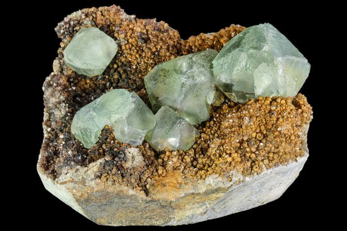 Green Fluorite Crystals on Quartz - China #112190